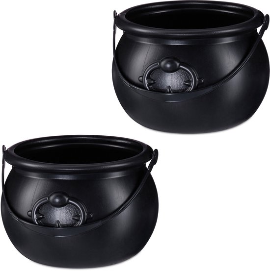 heksenketel - set van 2 - 19 cm - halloween accessoire