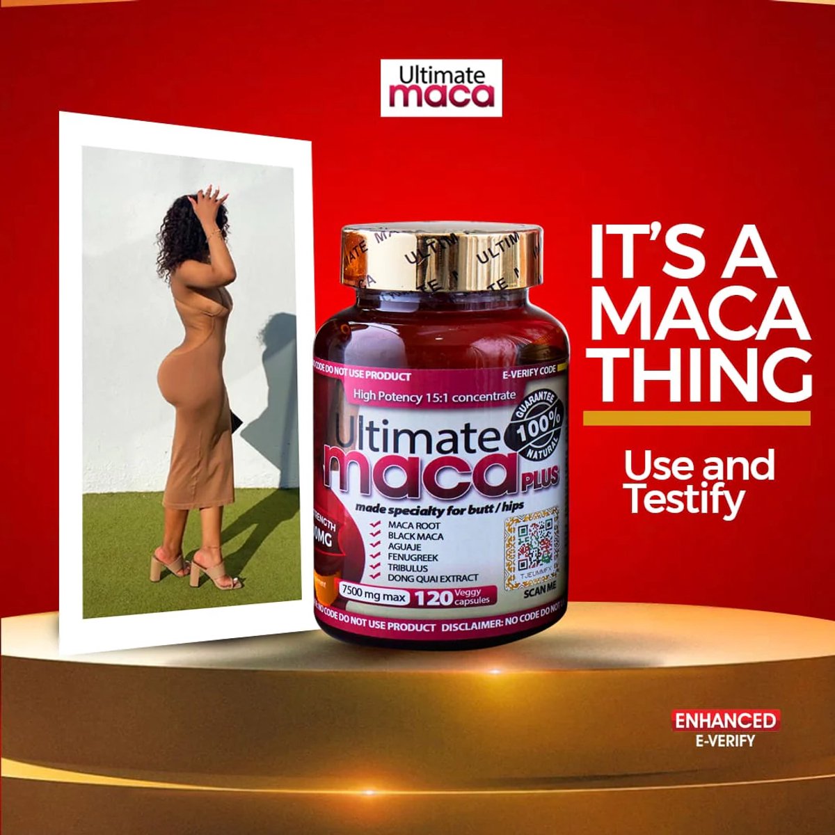 Complément Alimentaire Ultimate Maca – 100 Gélules Pour Forme, Fessiers & Hanches | Bio