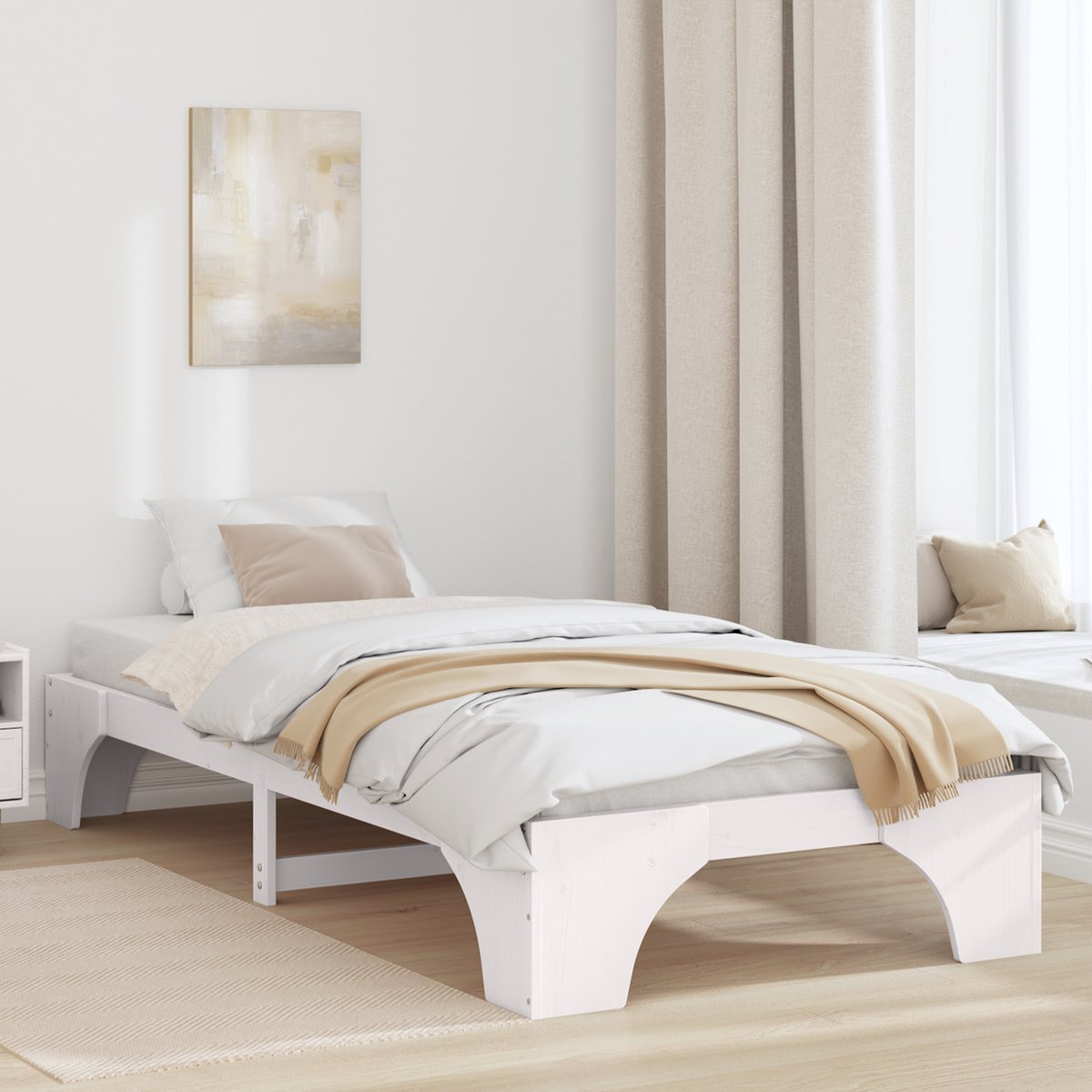 vidaXL - Bedframe - Wit - 80 - x - 200 - cm - Massief - grenenhout