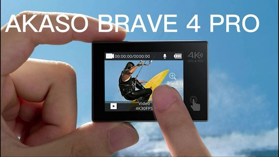 AKASO Brave 4 Pro Action Camera 4K – WiFi – 40 m Waterdicht – Dubbel Touchscreen – 5× Zoom – Afstandsbediening – Inclusief 2×1350mAh Batterijen & Accessoires – Grijs