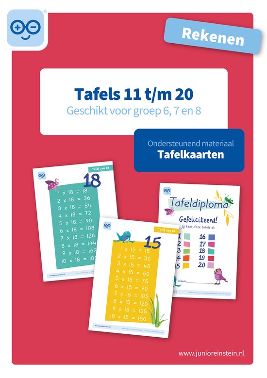Tafels 11 t/m 20 rekenen geschikt voor groep 6, 7 en 8 - cover