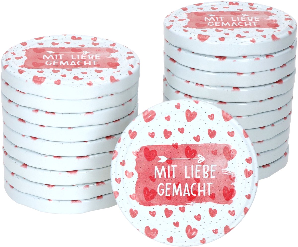 Set van 20 TO 82 deksels met liefde gemaakt geschikt voor 230ml / 350ml / 435ml potten