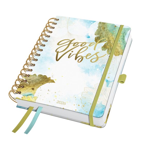 Sigel weekagenda met spiraal 2026 - formaat A5 - Good Vibes - hardcover - SI-J6606