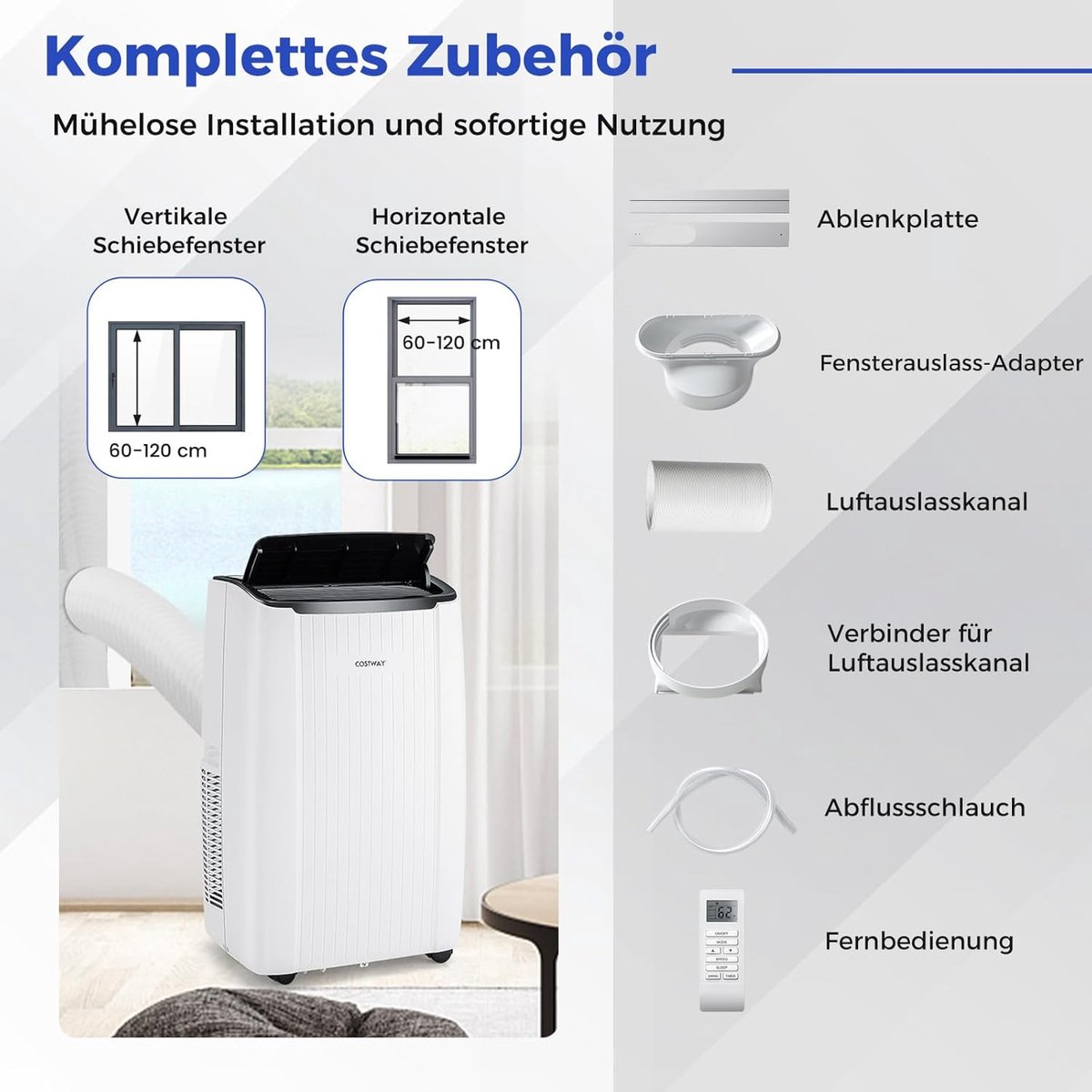 FDS Mobiele Airconditioning 14000BTU 4-in-1 met Auto- en Slaapmodus - afbeelding 2