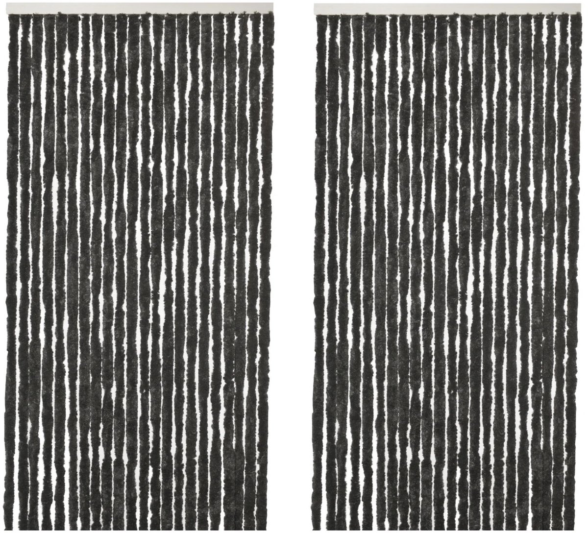 Vliegengordijn kattenstaart - 2x - zwart - 90 x 220 cm - deurgordijn - hor - tegen insecten - Insectenwerende vliegengordijnen
