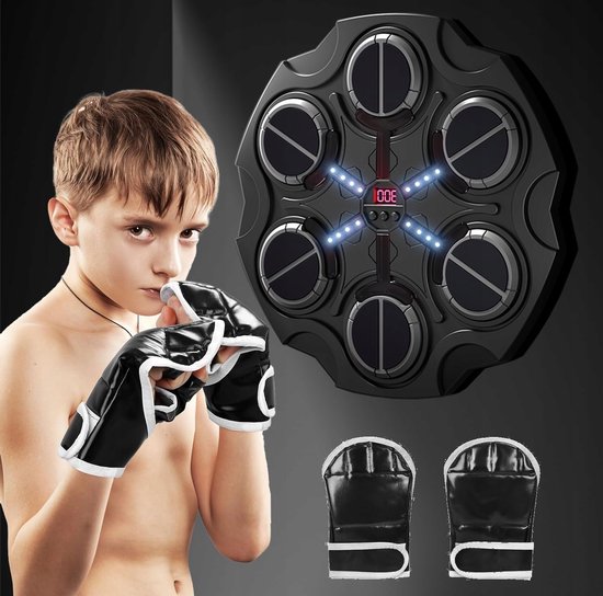 Kids Smart Bluetooth Muziekboxer - 3 standen - 3 snelheden - Zeer elastische spons - Wordt geleverd met zwarte halfvingerhandschoenen voor kinderen