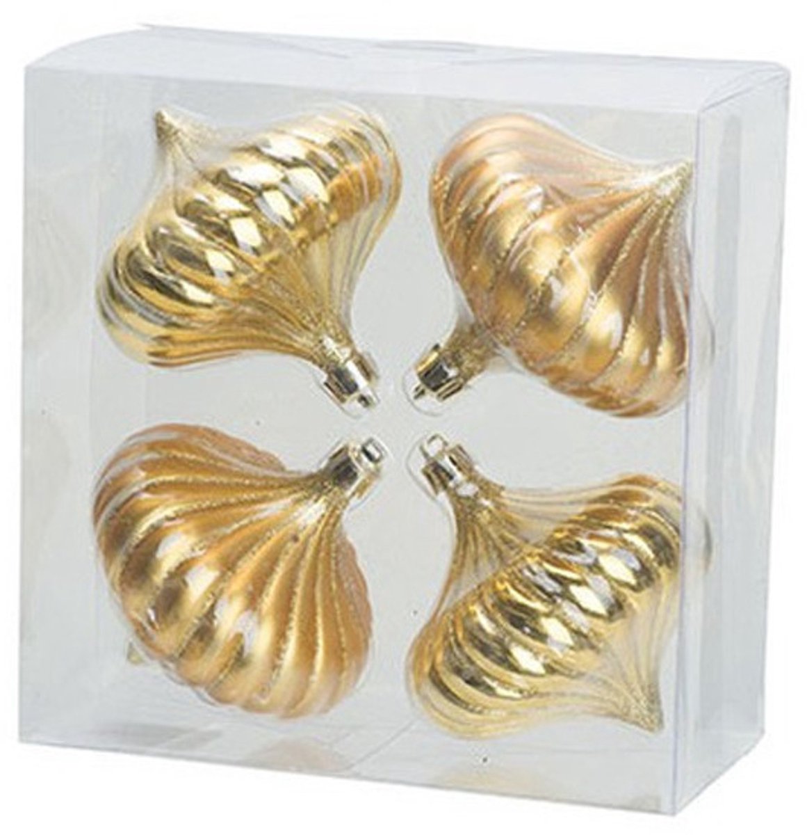 Cosy&Trendy 4x Gouden tol kerstballen 10 cm kunststof kerstversiering - Onbreekbare plastic kerstballen - Kerstboomversiering goud Goudkleurig