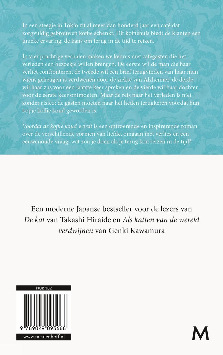 Achterkant van het boek met tekst en barcode.