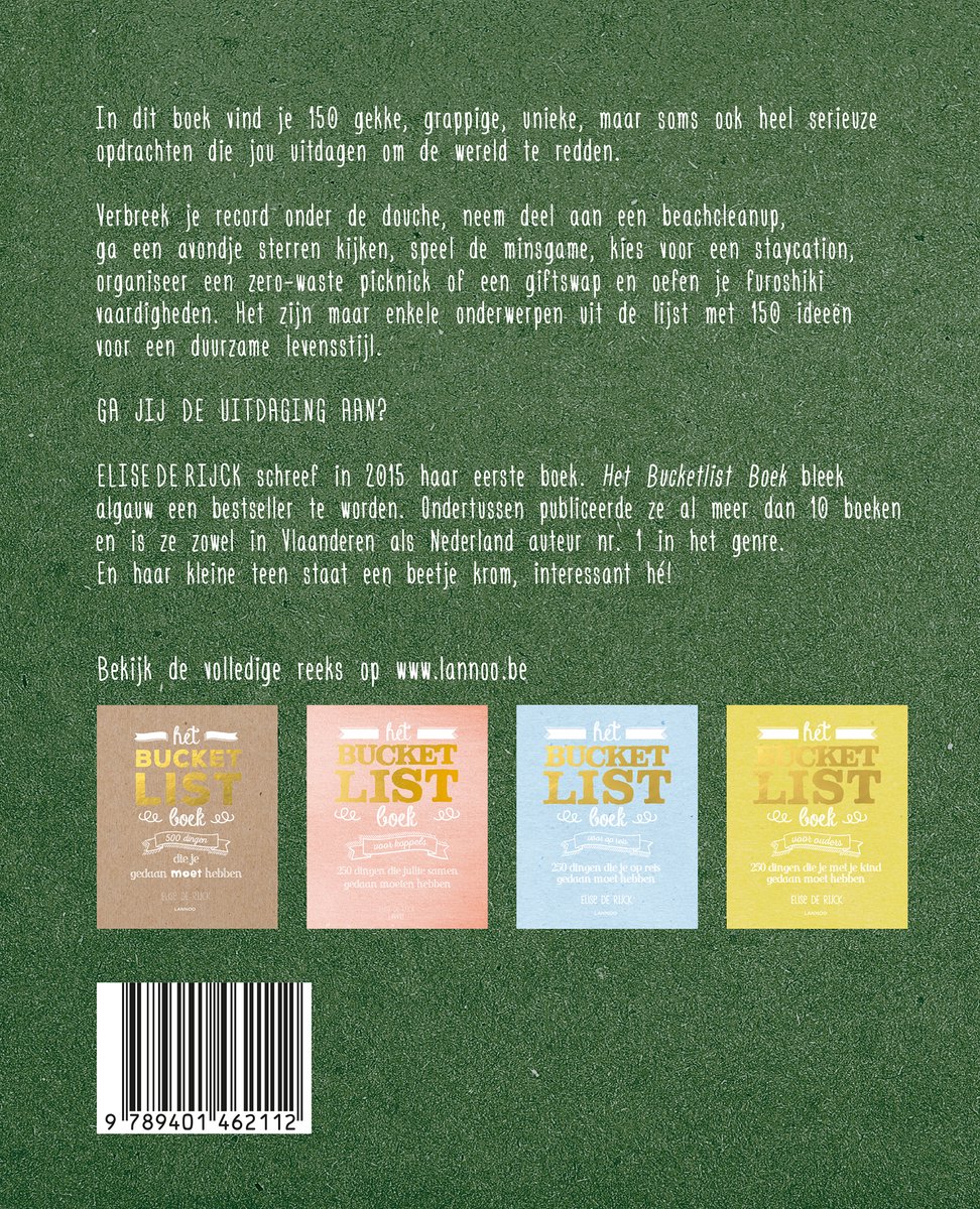 Het Bucketlist boek voor een groene wereld - back cover