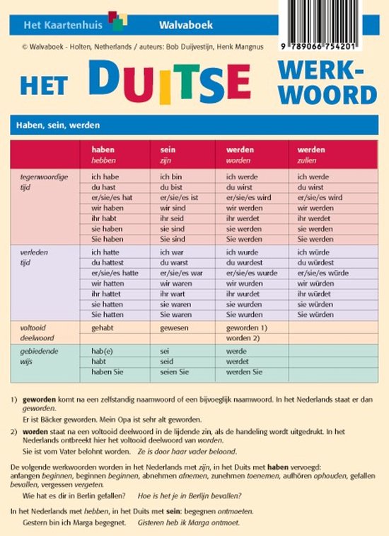 Taalkaarten Walvaboek - Het Duitse werkwoord