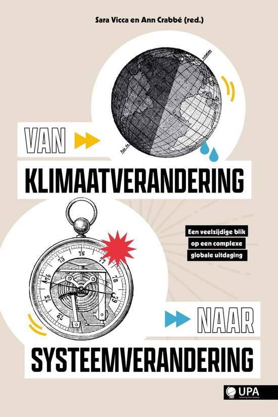Boekomslag met illustraties van een wereldbol en een zakhorloge, met de titel 'Van klimaatverandering naar systeemverandering'.