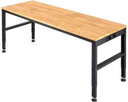 In Hoogte Verstelbare Werkbank – 135 x 46 x 97 cm – Functionele Werktafel met Ingebouwde Stopcontacten
