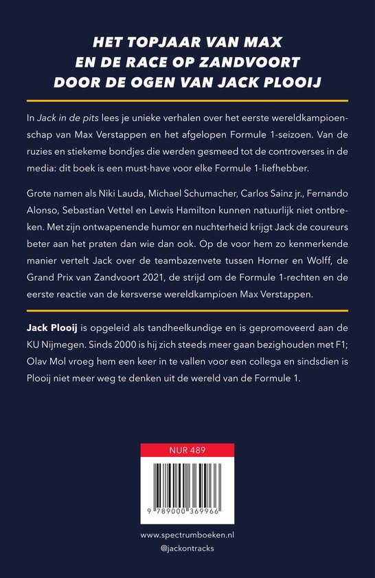 Boek 'Het Topjaar van Max en de race op Zandvoort door de ogen van Jack Plooi' met barcode.