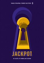 Cover van 'Jackpot', met een paarse achtergrond en een gestileerde sleutelgatuitsparing die een gouden sleutel en een donkerblauwe opening onthult. Tekst: 'JACKPOT'.