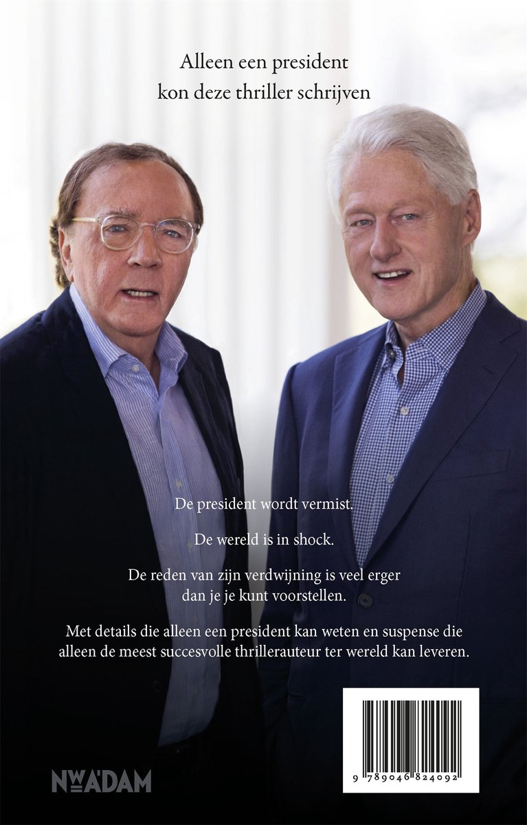 President vermist - Bill Clinton & James Patterson - back cover