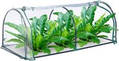 Bol.com Famanu kweekkas tunnel steeksysteem oprolbare deur raam HxBxD: 50 x 130 x 60 cm staal & PVC transparant groen aanbieding