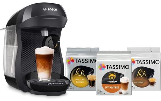 Macchina Per Caffè Bosch TASSIMO T10 Happy Black - Multi-bevanda 1400W, Classe A+