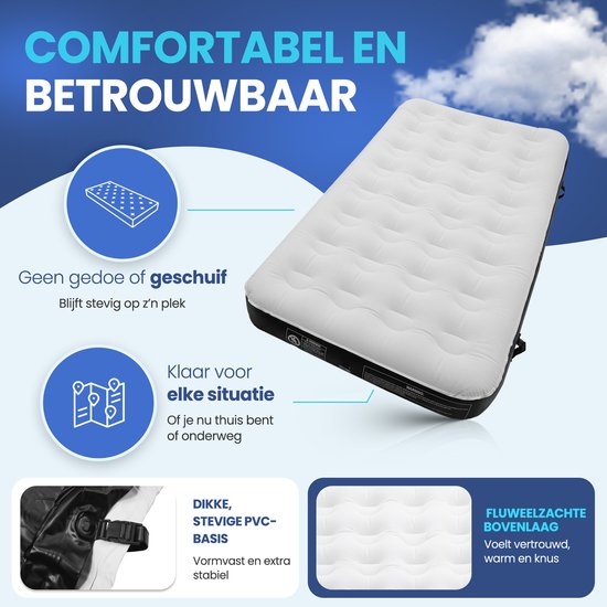 FLOAT Gemina - 3in1 Luchtbed met Elektrische pomp - 190x99x20 cm - Stevig Luchtmatras - Lichtgewicht voor camping - Twee 1 persoons luchtbedden van Merkloos — afbeelding 3