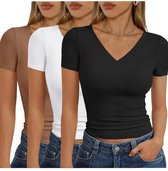 Bovista Topje Dames - Kleding - Shirt - Blouse - Kort - Volwassen - 3 Pcs - Gemengd - Maat M