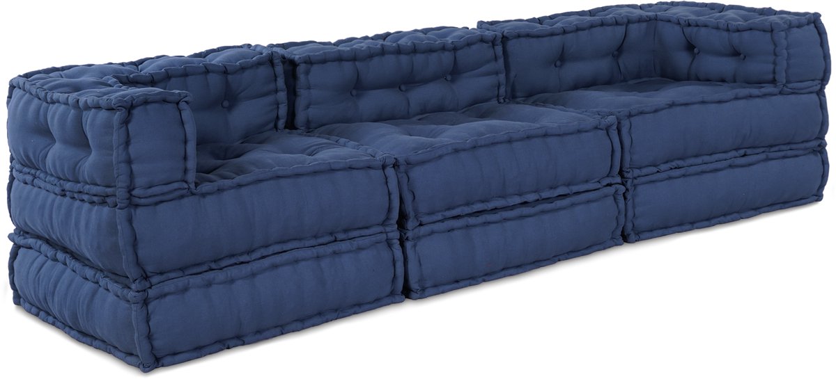 vidaXL Modulebankeenheid - Stof - Indigo - 210 - x - 70 - x - 56 - cm