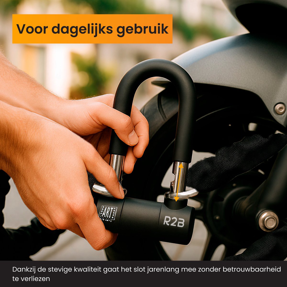 R2B Motorslot ART 4 - 120 CM - 2 Sleutels - Scooter Slot - Fietsslot - ART 4 Slot - Kettingslot Motor - Kettingslot Scooter - Fietssloten electrische fietsen - Motorsloten - Scootersloten - Bike Lock – foto 4