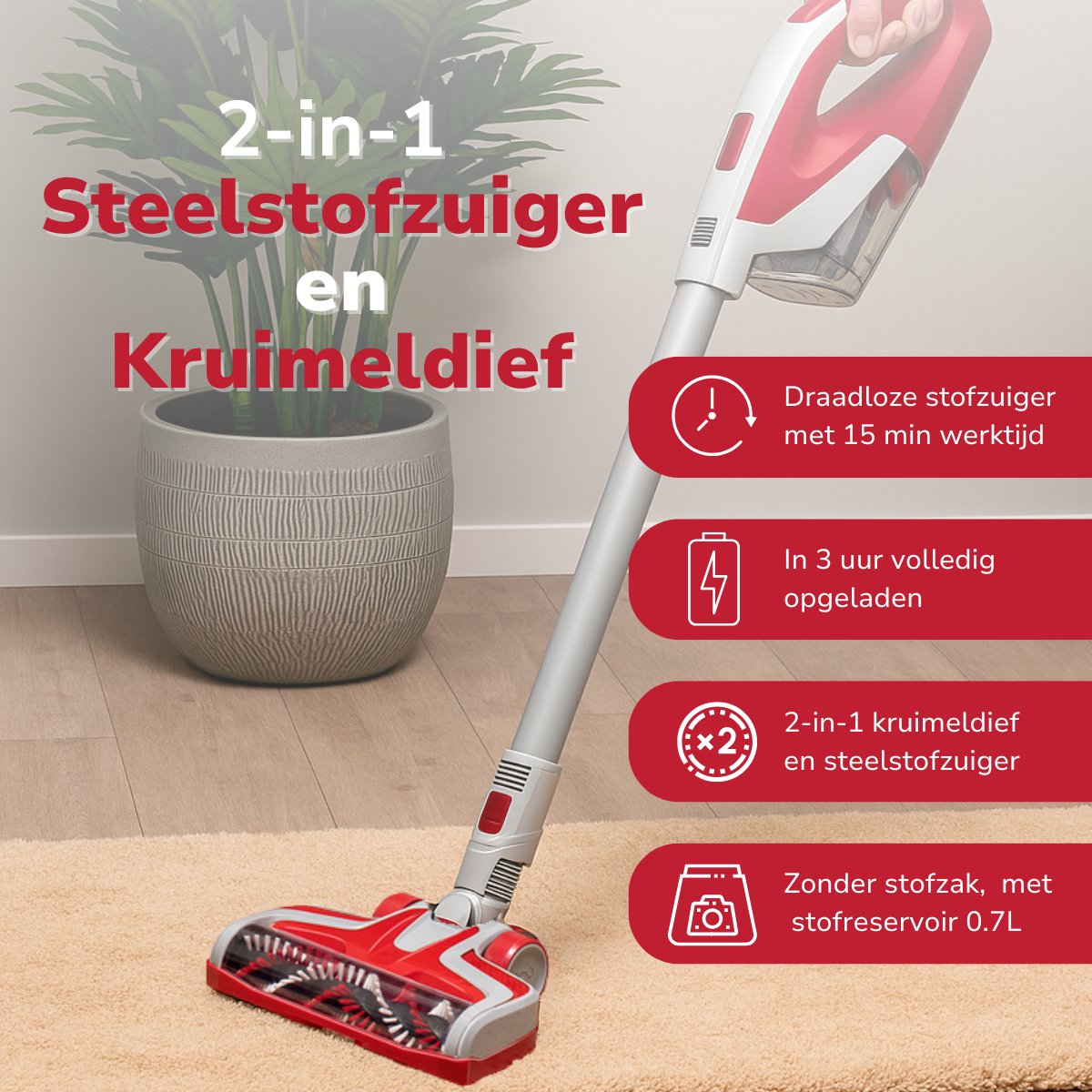 Dirt Devil DD9003 Draadloze Stofzuiger 2-in-1 met - afbeelding 2