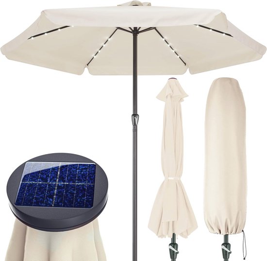 Kingsleeve Parasol met LED-verlichting 330 cm Groot Rond Solar