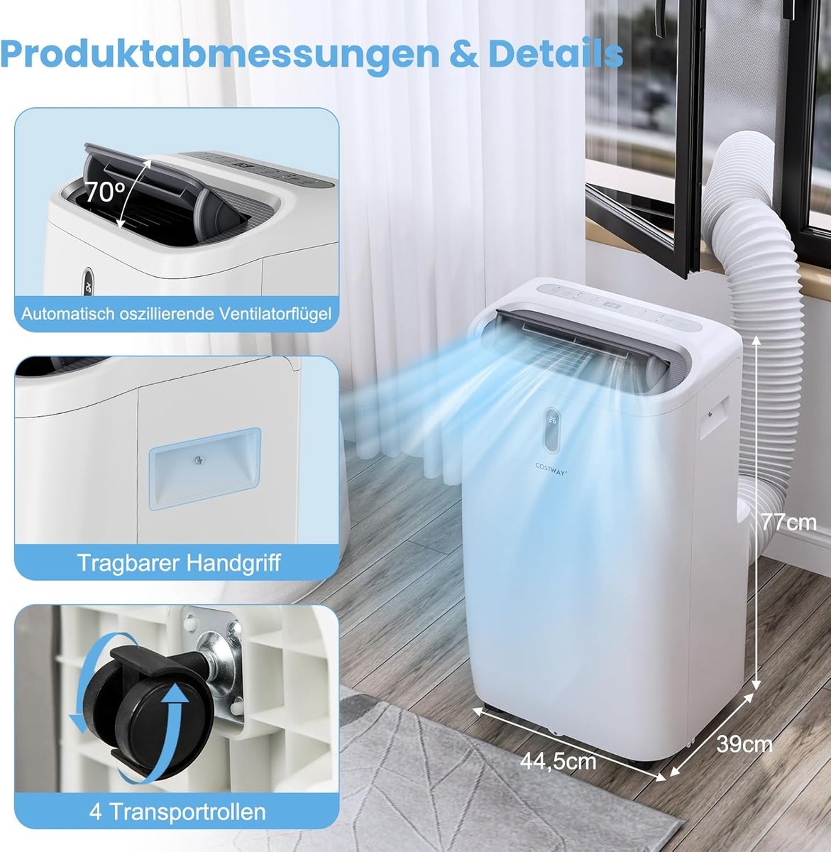 FDS Mobiele Airco 14000 BTU met Verwarmingsfunctie en Afstandsbediening - afbeelding 3