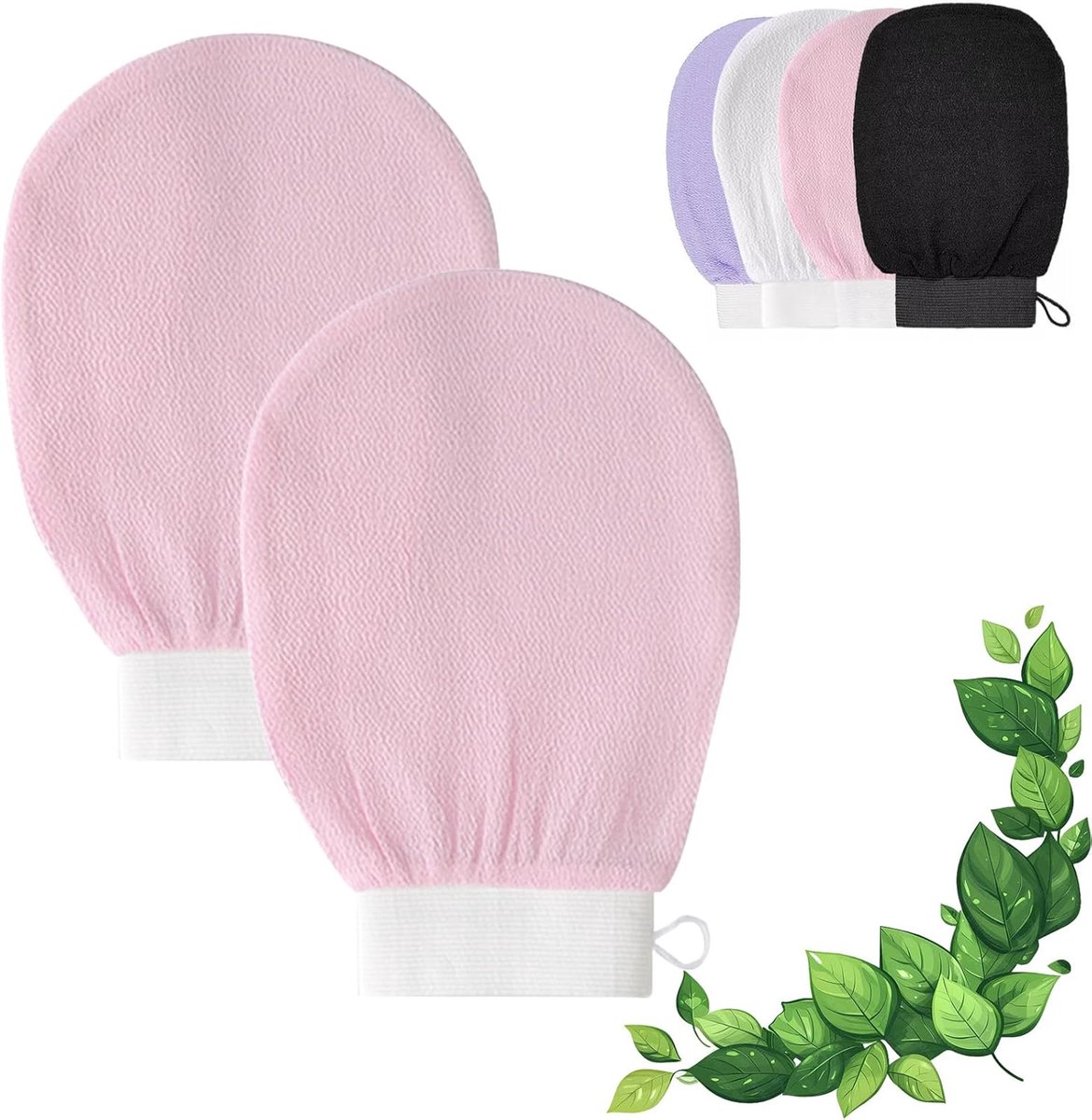 Set van 2 - Badscrubhandschoenen - Herbruikbaar - Lichaamsverzorging - Douchehandschoenen - Roze