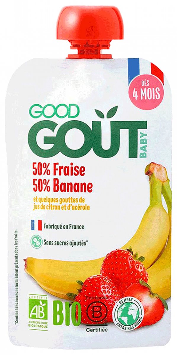 Goedkoopste Good Goût Biologische Aardbei Banaan van 4 Maanden 120 g