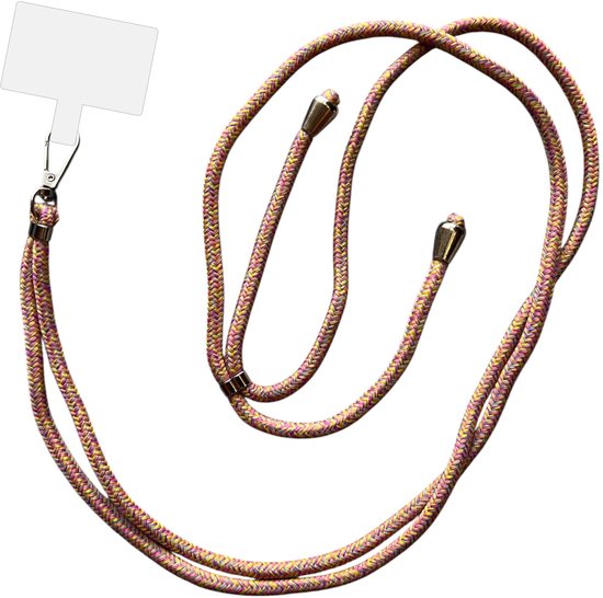 Smartphonica Telefoonkoord Universeel - verstelbaar afneembaar koord voor mobiele telefoon - 150 CM - Telefoonketting Meerkleurig