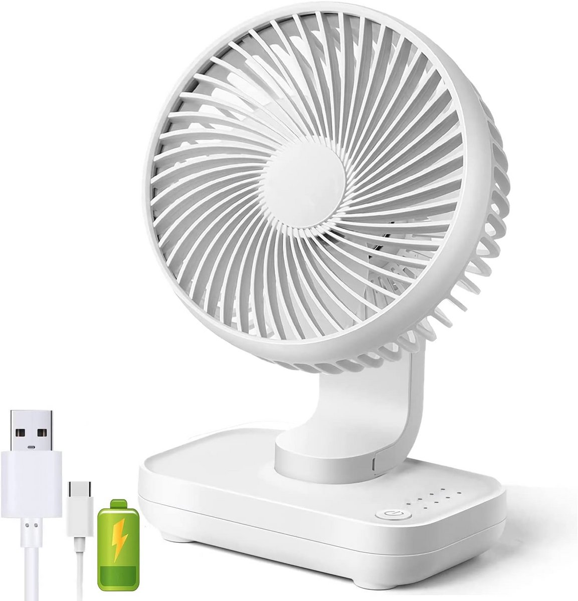 Draagbare USB Bureauventilator - 13,7 cm, 4 Snelheden, Stille Ventilator voor Thuis en Kantoor