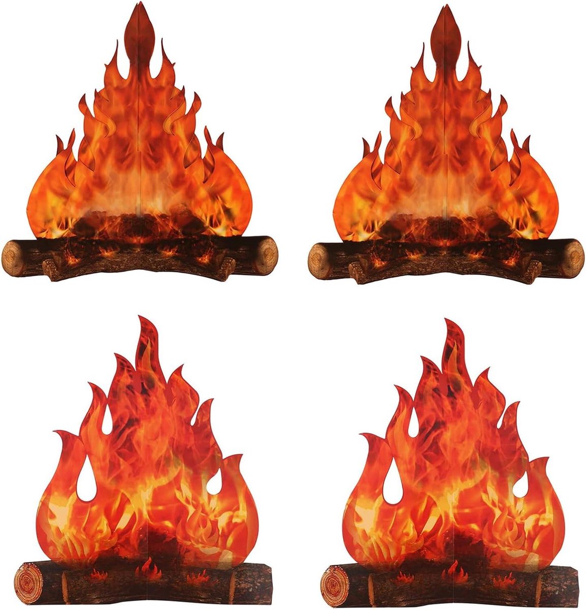 3D Decoratief Karton Kampvuur Vlam Fakkel - Set van 4 - Voor Bonfire Party Decoratie Camping Decoratie Schiet Rekwisieten