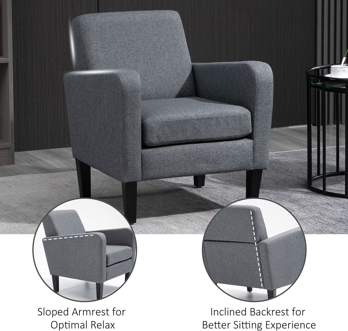 Eenvoudige Fauteuil, Gestoffeerde Fauteuil Met Fluwelen Oorbekleding En Gouden Metalen Poten Zwart
