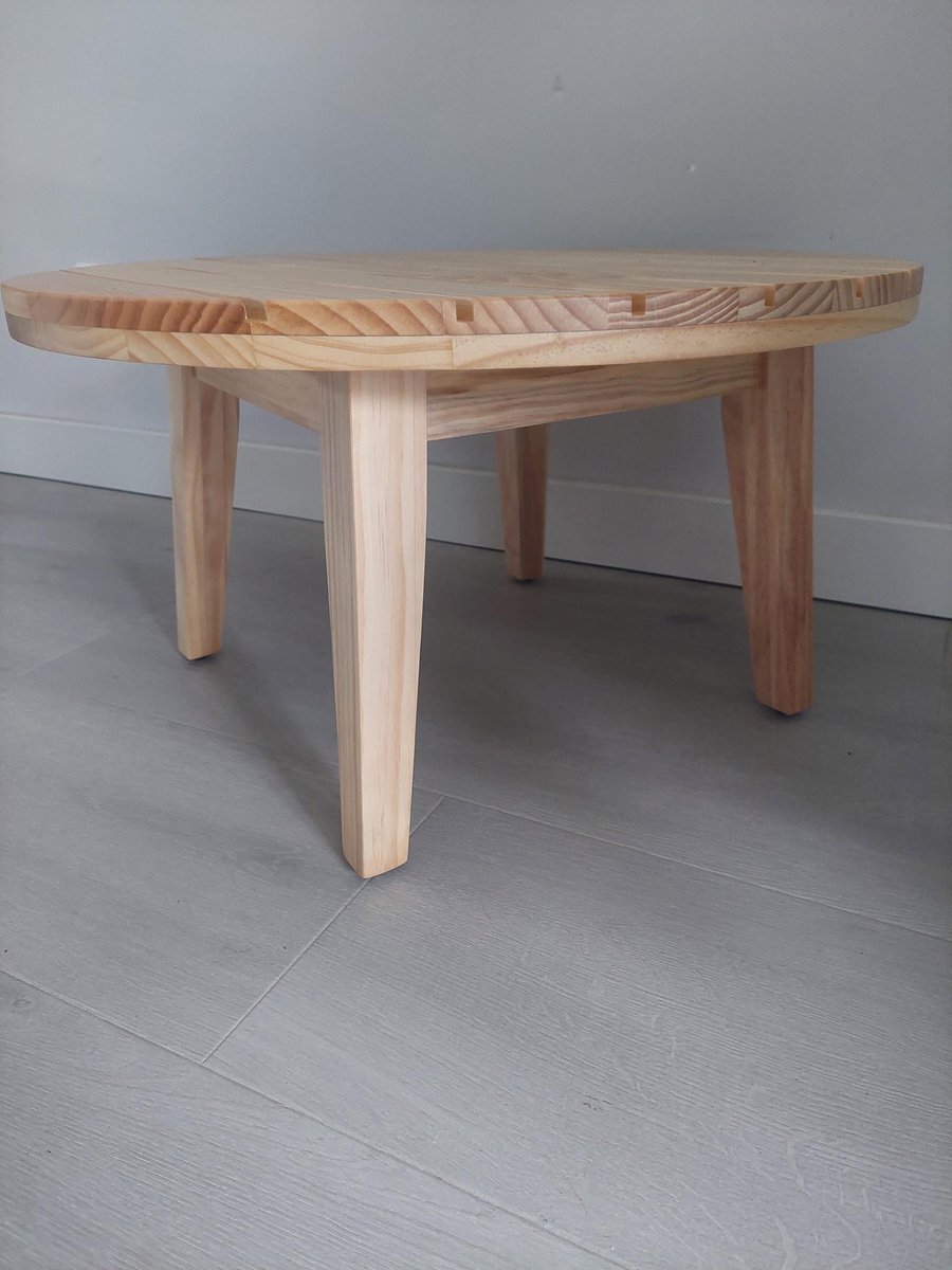 Bijzettafel voor buiten - salontafel - tuintafel - hout - massief grenen - rond - Ø 60cm - voor binnen thumbnail 7