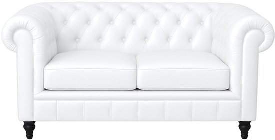 Chesterfield Bank - 2 Zits - Wit - Leer - Sofa