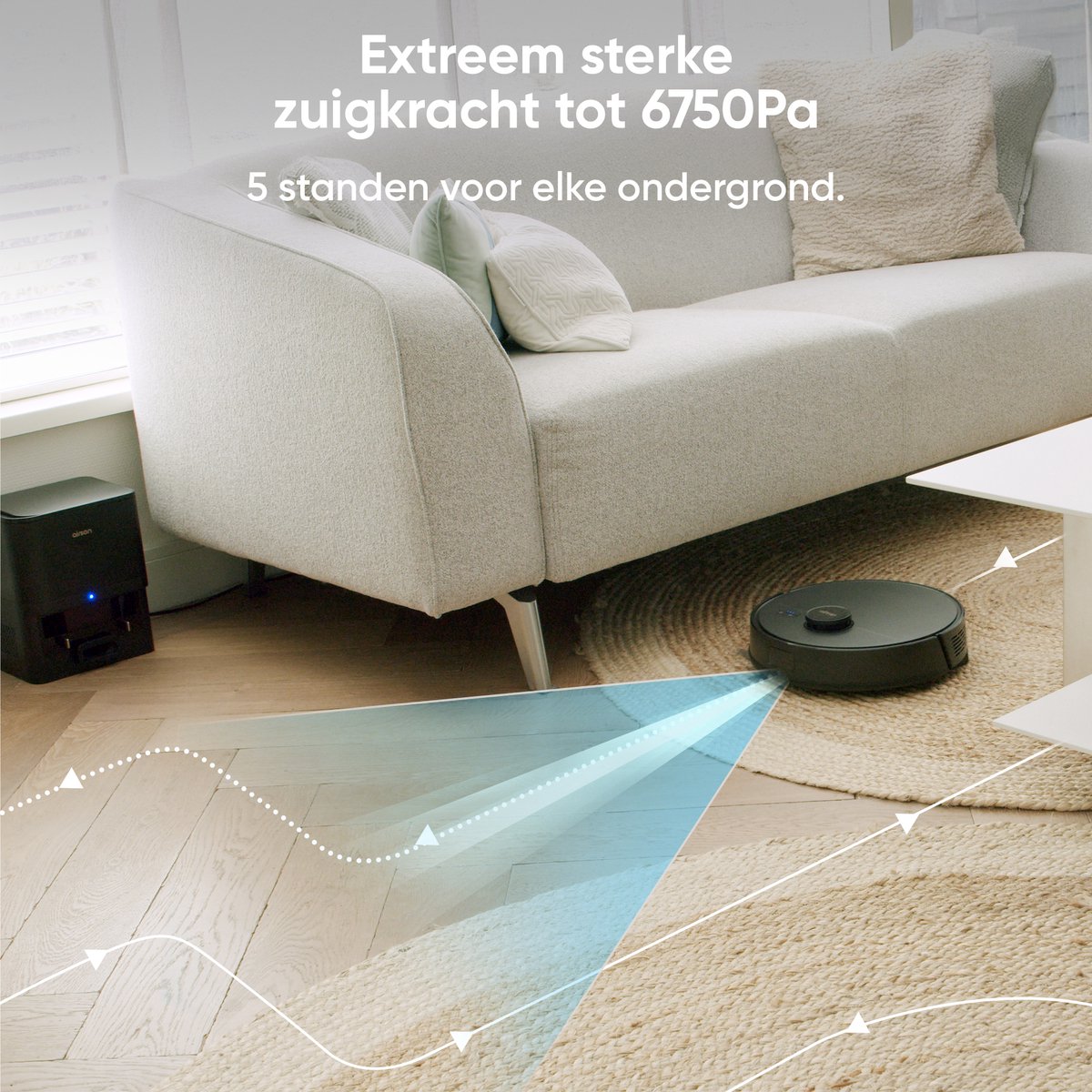 Afbeelding 3 van Airson X2 Ultra Clean - Robotstofzuiger met Dweilfunctie - Automatisch Leegstation - LiDAR Navigatie - 6750Pa - Zwart