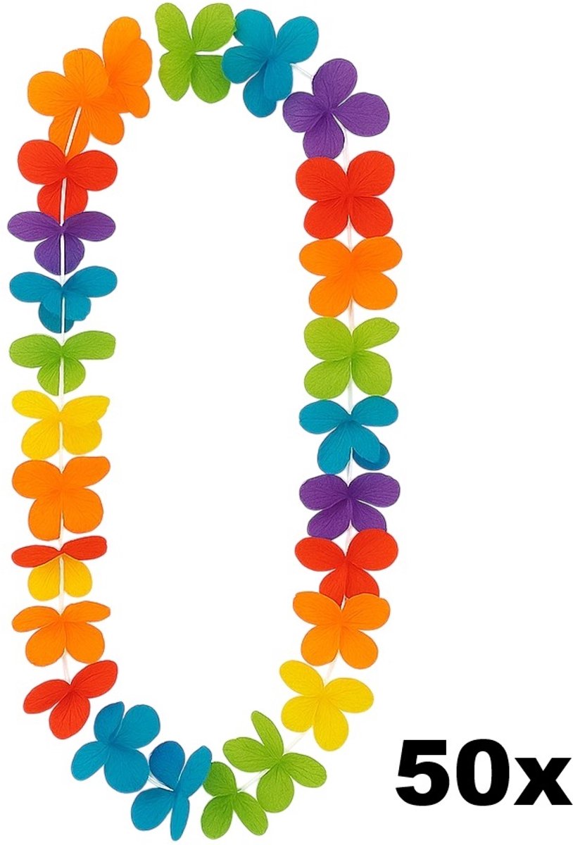 50x Hawai kransen regenboog bont - hawai krans hawaii slinger tropical thema feest festival