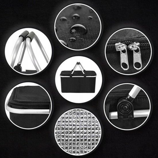 Panier pique-nique pliable - Sac isotherme - Sac de plage - Panier isotherme - 30 litres