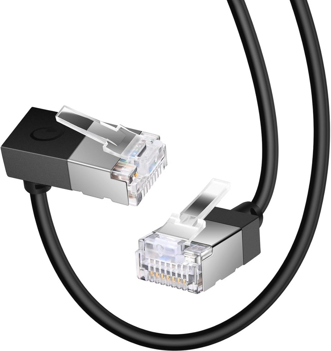 Ultradunne 90° Neerwaartse Hoek Cat 6 Ethernetkabel 0.5m - Flexibel & Slank RJ45 LAN-kabel voor PC, Router, PS4/5