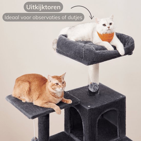 ACAZA Krabpaal - Krabpaal voor Grote Katten - Krabpaal voor Katten - 143 cm - Donkergrijs - Kattenkrabpaal - Kattenboom - Krabpalen - Kattenhuis