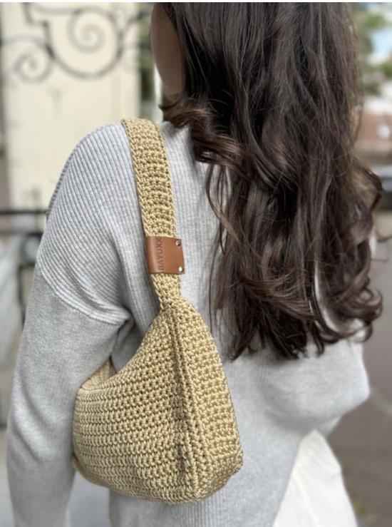 BAYUXX Bags Bali - Modèle LouLou avec CHARME DE SAC BANANE - Peut être porté en SAC À BANDOULIÈRE - Fait main à Bali - Wit/blanc cassé - Sac d'été au crochet