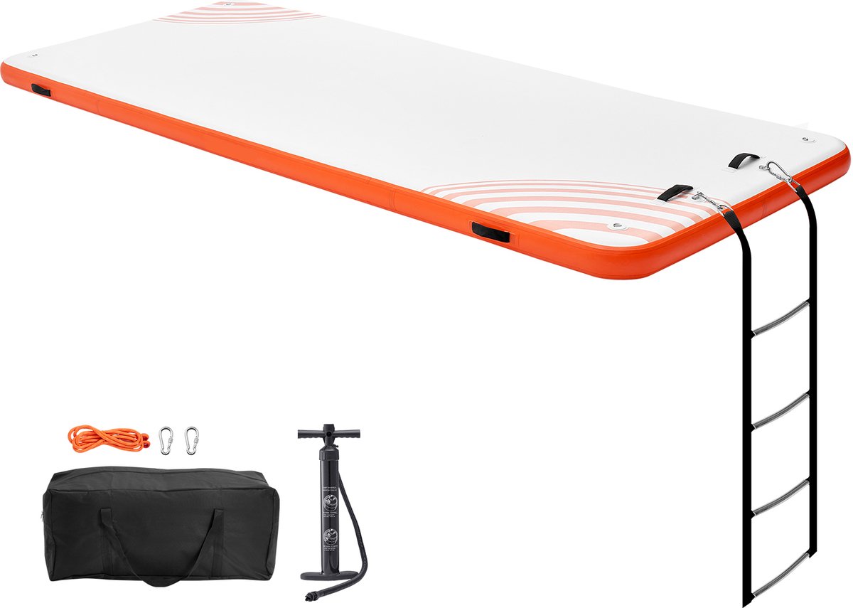 15 X 6 Voet Opblaasbaar Zwemdok, Antislip Waterplatform, Draagbare Tas En Afneembare Ladder, Drijvend Eilandvlot voor Zwembad, Strand, Meer