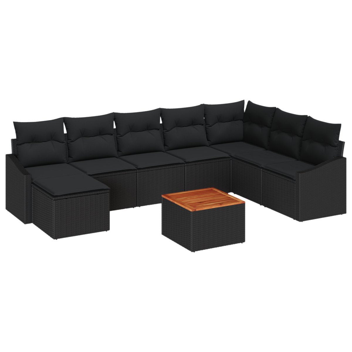 vidaXL - Tuinbank - Set - met - opslag - 9 - pcs - Zwart - poly - rattan