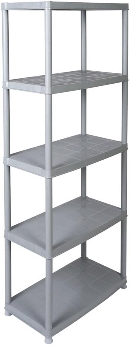 Kunststof Rek in Vriendelijk Grijs - 5 Planken, 30 kg per Plank, TÜV Gecertificeerd