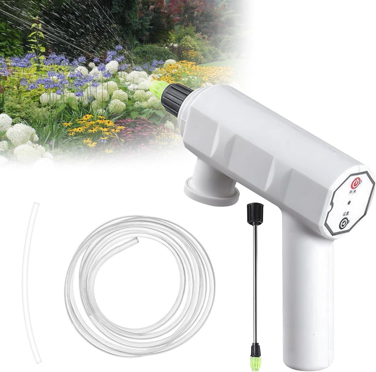 Oplaadbare Elektrische Planten Sproeier met Verstelbare Tuit en 2m Slang - Ideaal voor Tuin, Gazon en Onkruid