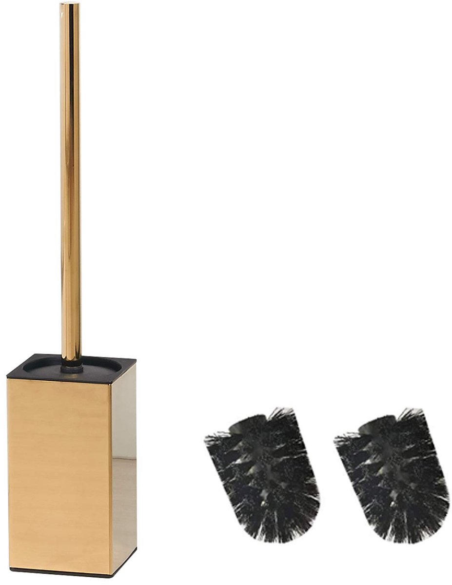 Ibenzoa® Robuuste Roestvrij Stalen Toiletborstelhouder - Vierkant Design, Goudkleurig