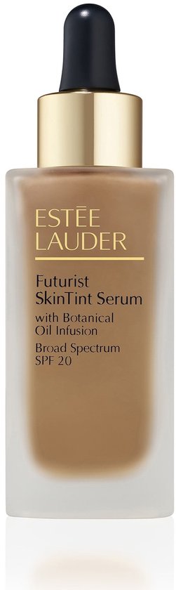 Flesje Estée Lauder Futurist SkinTint Serum met gouden dop en etiket. Inhoud: 30ml.