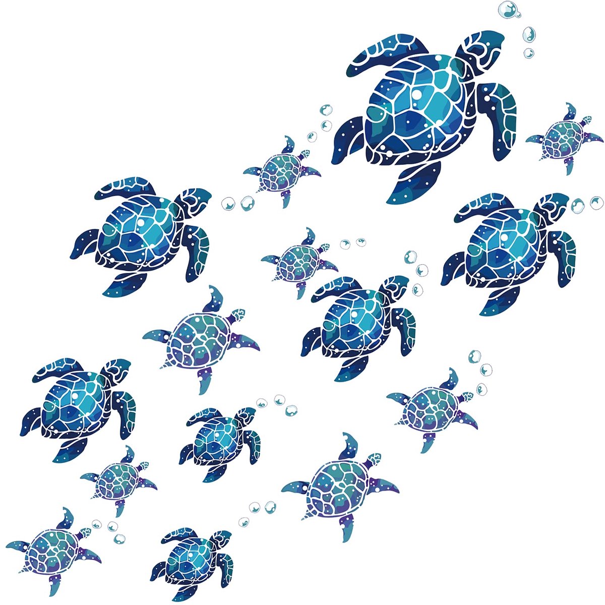Ibenzoa® Vijftien Vinyl Zeeschildpadden – Realistische Decoratie voor Badkamer en Kinderkamer