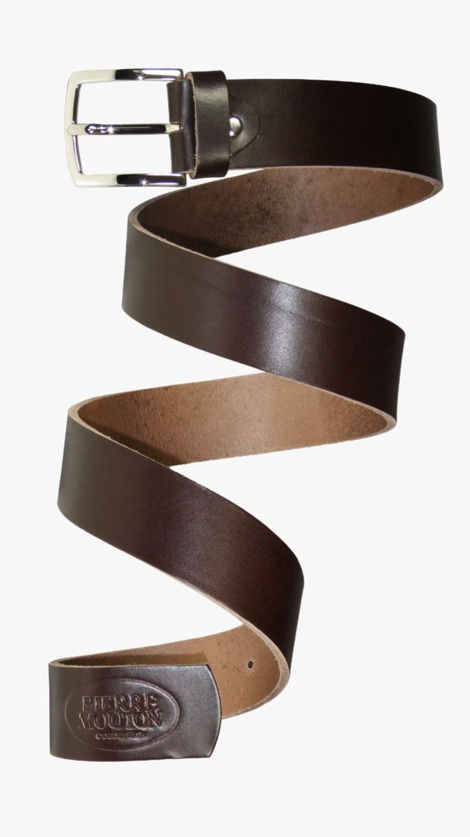 Pierre Mouton - Riem - Volwassenen - Heren - Camrey - Donkerbruin - Natuurleder -120cm - 40mm